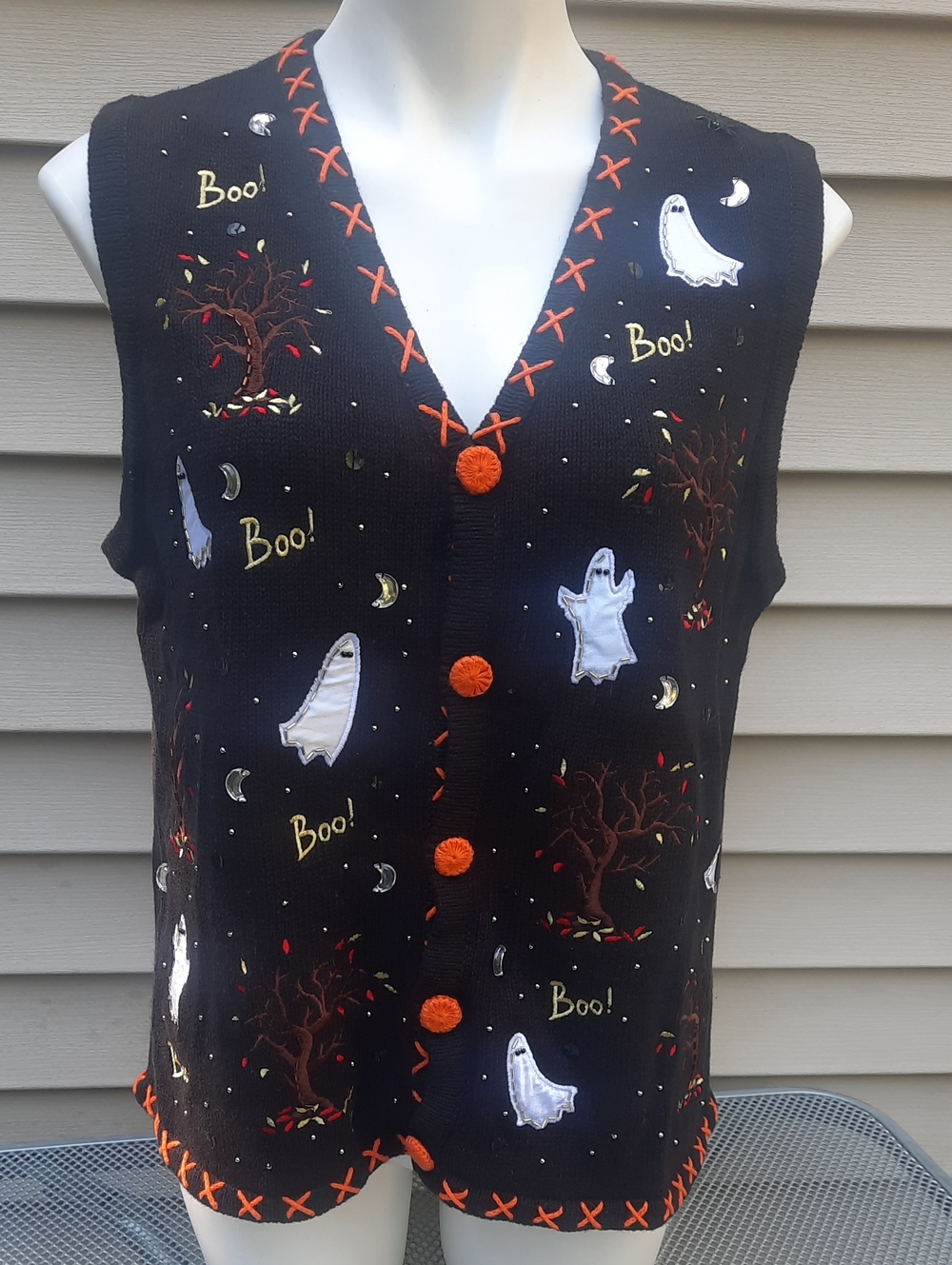 Vintage 1990’s Basic Editions Halloween Sweater Vest Size XL